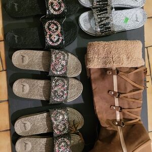 Avenue Beaded Sandals and Brown Boots